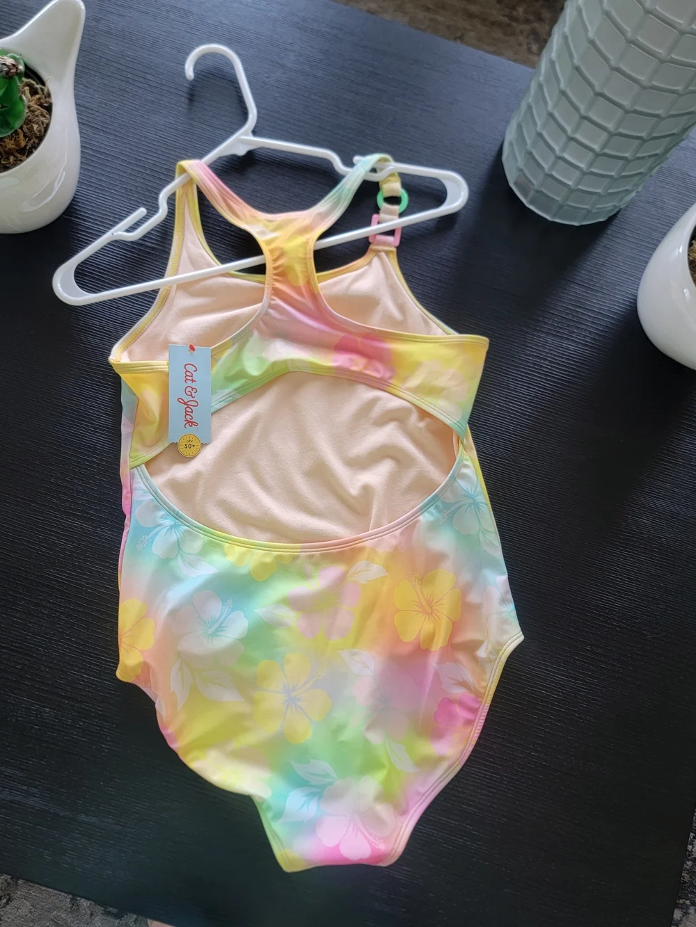 Cat & Jack Girls' Dreamy Hibiscus Floral Printed One Piece Swimsuit  XL(14) Plus